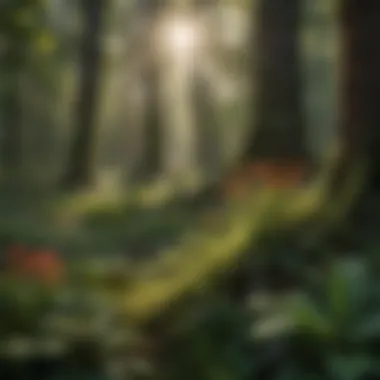 Biodiversity Among Successional Plants Close-up of diverse plant species thriving in a forest ecosystem