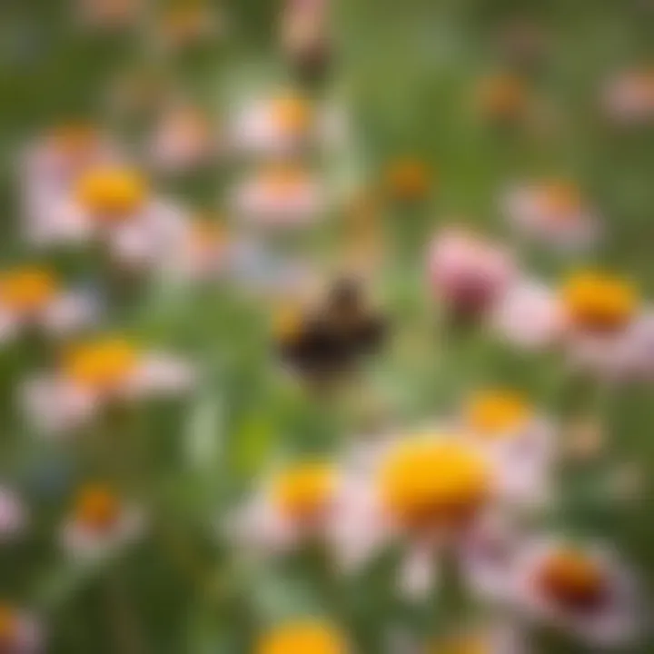 Bumblebee Among Wildflowers A bumblebee hovering over a blooming wildflower patch