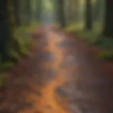 Vibrant tree marking paint applied on a forest path