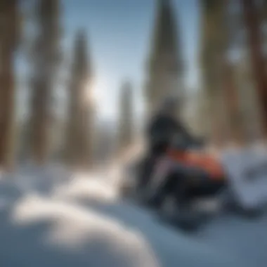 Snowmobiler navigating a scenic trail in Lake Tahoe