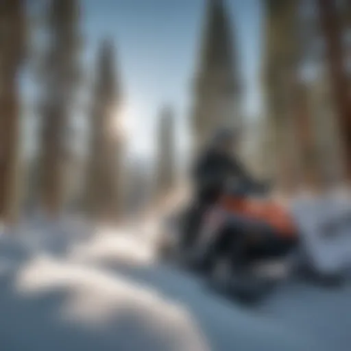 Snowmobiler navigating a scenic trail in Lake Tahoe