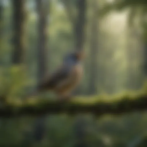 A close-up of a bird perched on a branch, singing melodiously