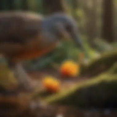 Bird Foraging for Food A close-up of a bird foraging for food