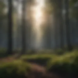 A forest landscape post-black fire showcasing the rejuvenation of flora