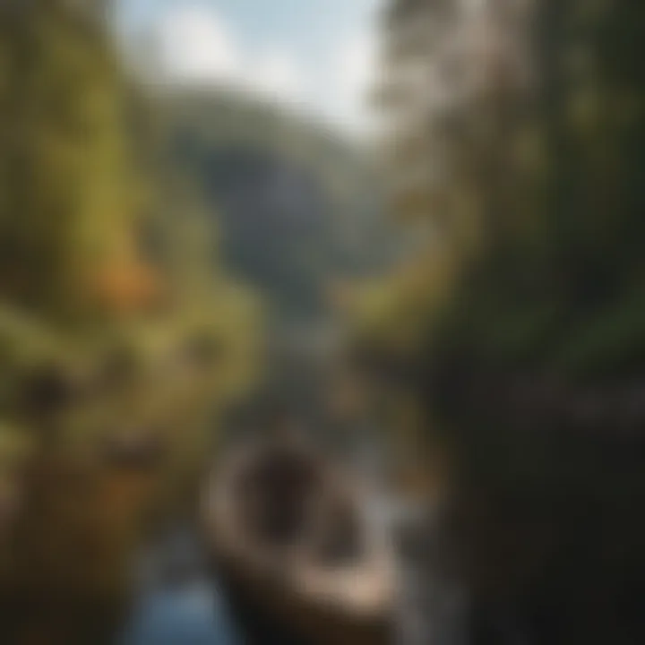 Canoeing through a winding river with vibrant foliage