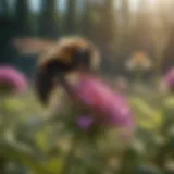 Close-up of a bumble bee pollinating a vibrant wildflower