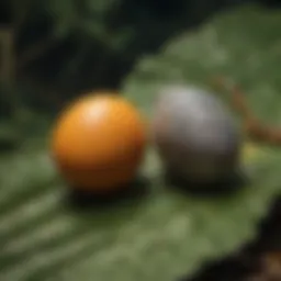 Close-up of butterfly eggs on a leaf