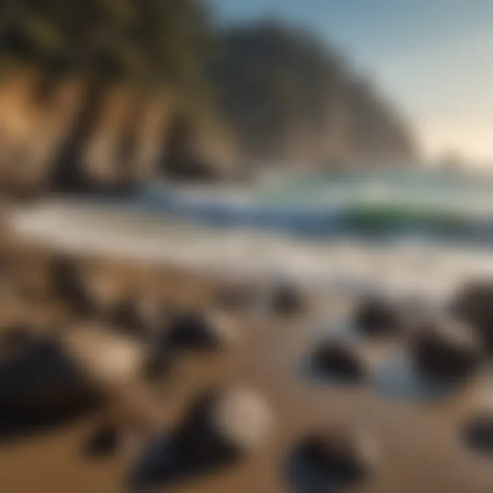 A scenic view of a coastal national park in California with waves crashing.