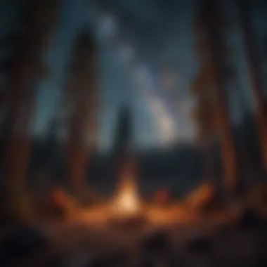 Enchanting Campfire Beneath a Starry Sky Campfire glowing under a starry night sky
