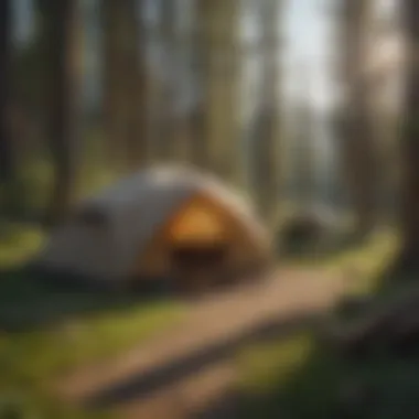 A camping setup amidst the lush greenery of Yellowstone