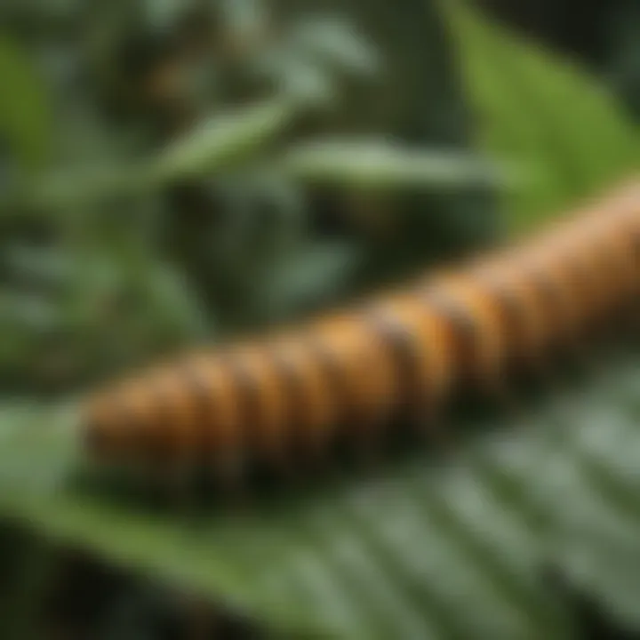 Diverse caterpillar species on a leaf