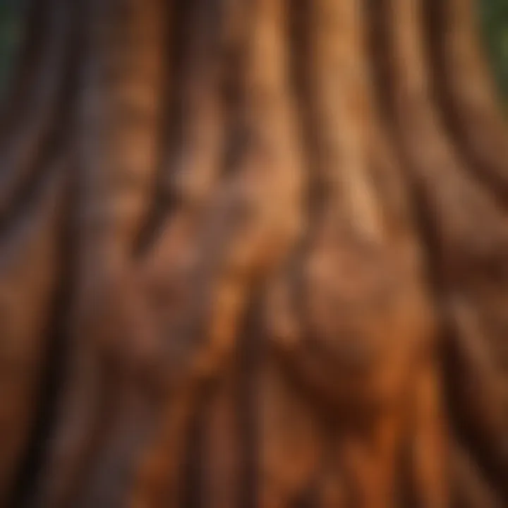 Close-up of the unique bark texture of a giant sequoia tree