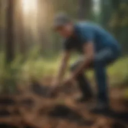 Volunteers planting trees in a reforestation project
