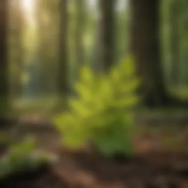 Elm leaves in a woodland setting illustrating their ecological role