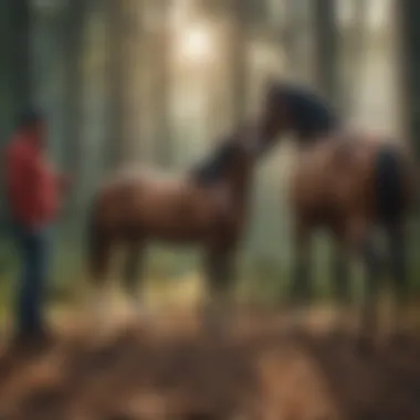 Respectful Training Interaction Trainer and mustang engaging in a respectful training session