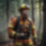 Firefighter in training during a live exercise