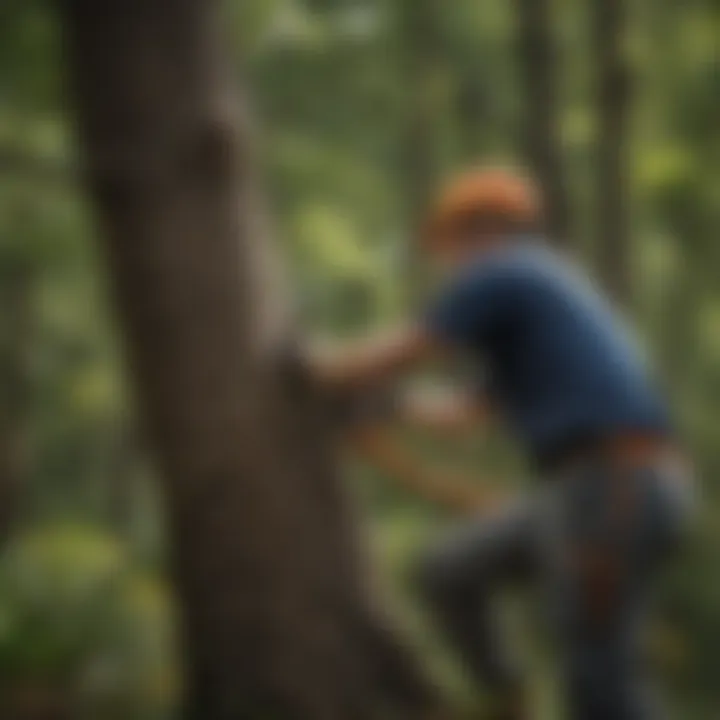 A skilled arborist performing precise tree trimming.