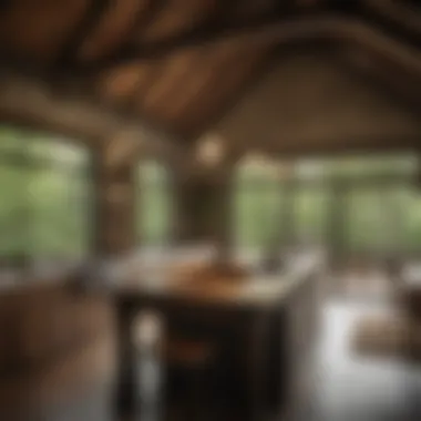 Interior of a rustic cottage with modern amenities