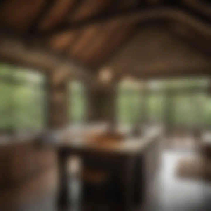 Interior of a rustic cottage with modern amenities