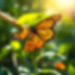 Close-up view of a monarch butterfly on milkweed