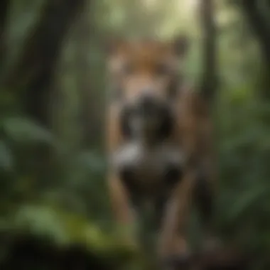 The Stealthy Jaguar: Apex Predator of the Rainforest A majestic jaguar lurking in the undergrowth, highlighting its powerful physique and unique coat patterns