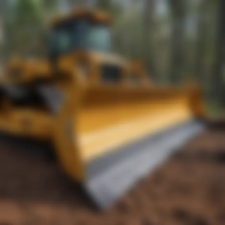 Close-up of the dozer blade showcasing design features