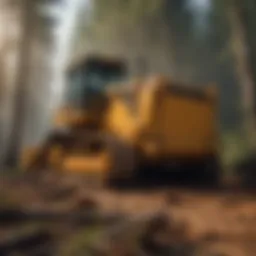 A powerful dozer navigating through a dense forest