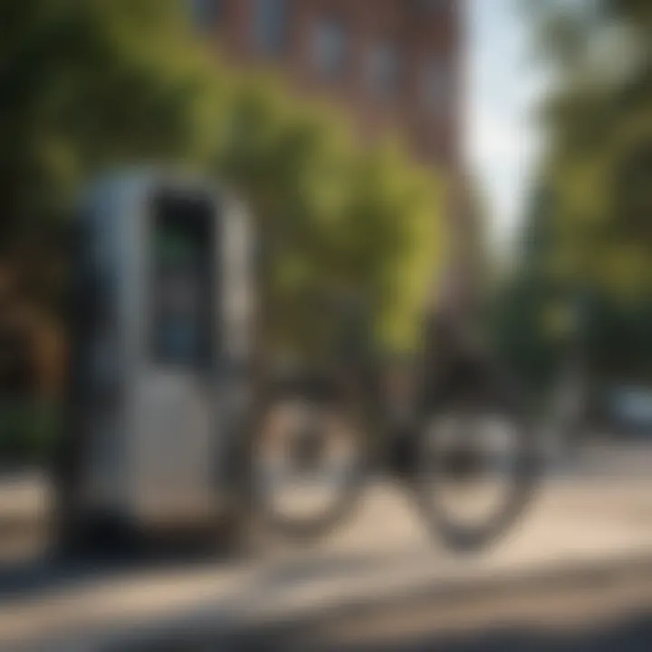 Charging station for electric bikes in an urban setting