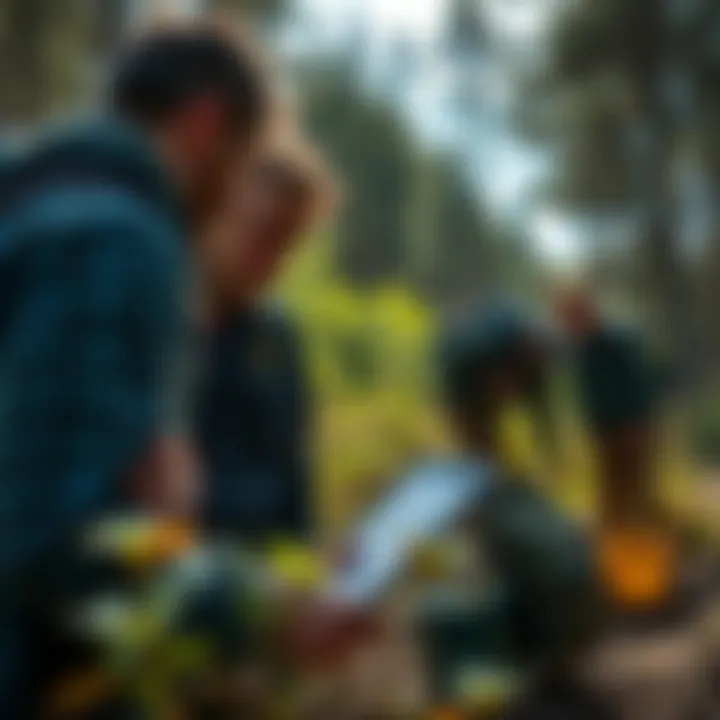 Collaboration in Field Research Field biologist collaborating with a team in the field