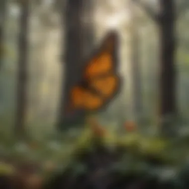 Threats to Monarch Habitats A landscape showcasing the environmental challenges facing monarch habitats