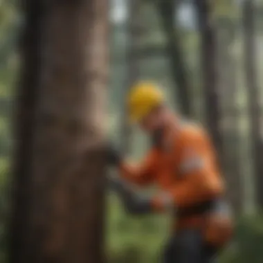 Implementing safety measures during tree removal