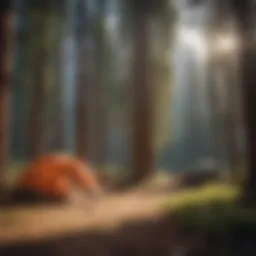 A serene campsite nestled among towering trees in Sequoia National Forest