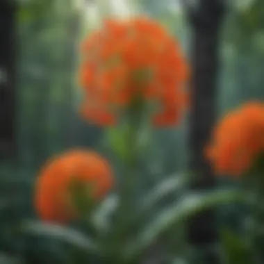 Vibrant blooms of Asclepias tuberosa attracting butterflies