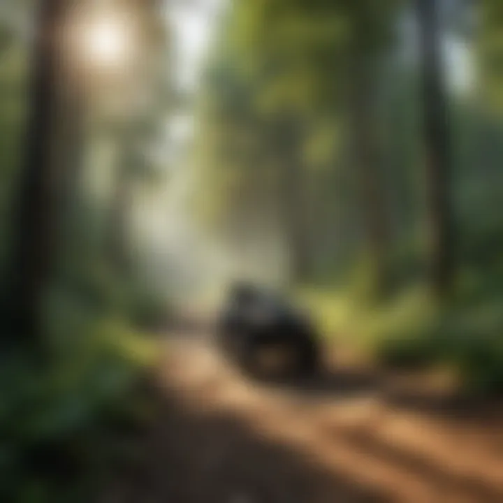 A panoramic view of a scenic ATV trail winding through lush forests