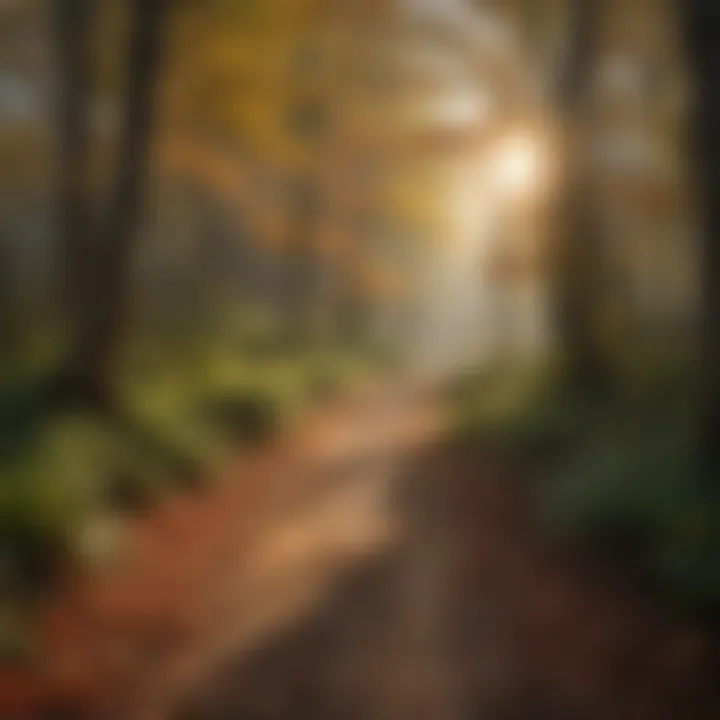 Lush forest trail in Illinois during autumn