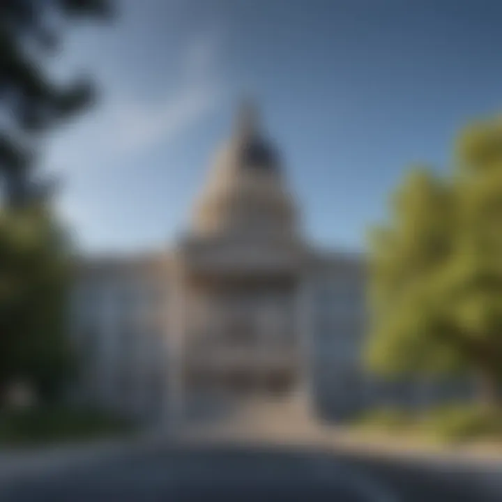 An iconic view of the Idaho State Capitol building against a clear blue sky.