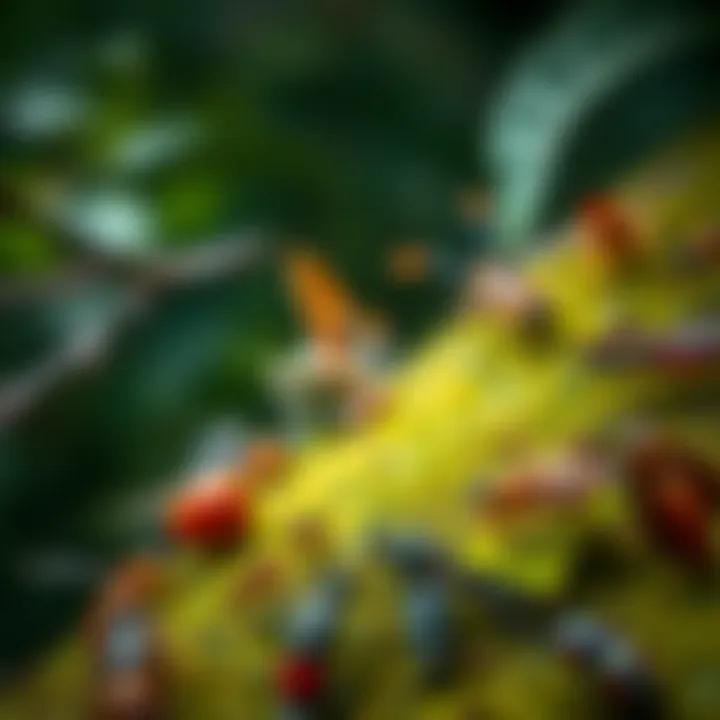 Insects and Wildlife Diversity A close-up of various insects and wildlife in a forest environment