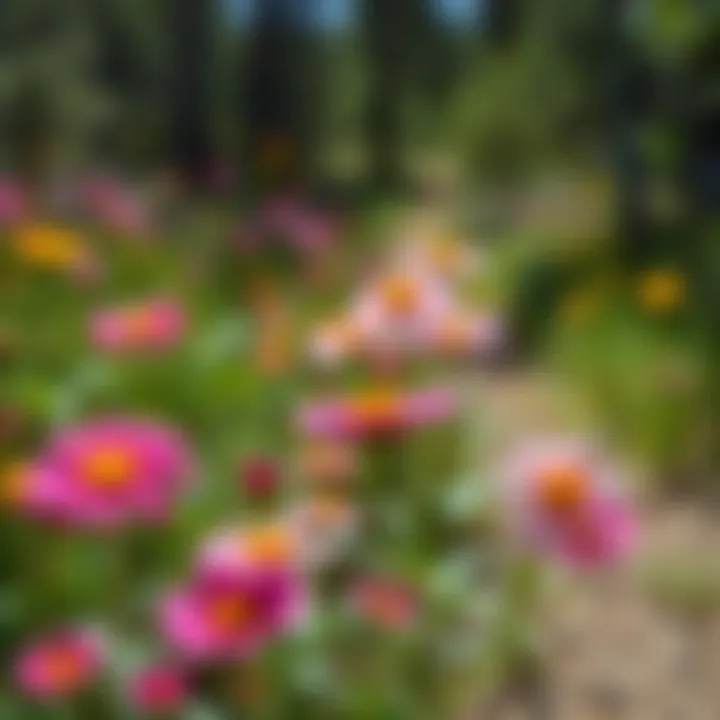 Close-up of vibrant wildflowers along a biking path in the Black Hills