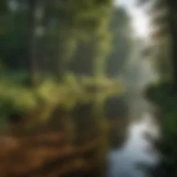 A serene view of Brainard Landings showcasing the lush greenery and natural beauty of the area