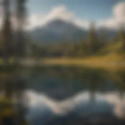 Stunning view of a serene lake surrounded by mountains near Yellowstone.