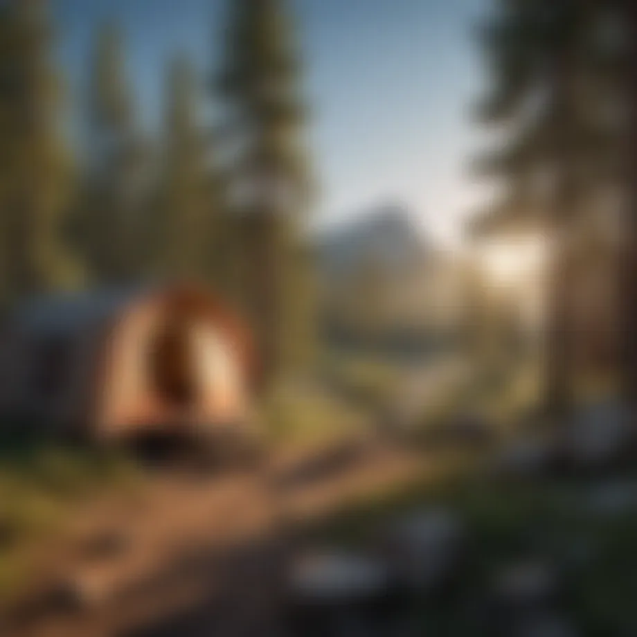 Scenic view of a Uinta campground surrounded by pine trees and mountains