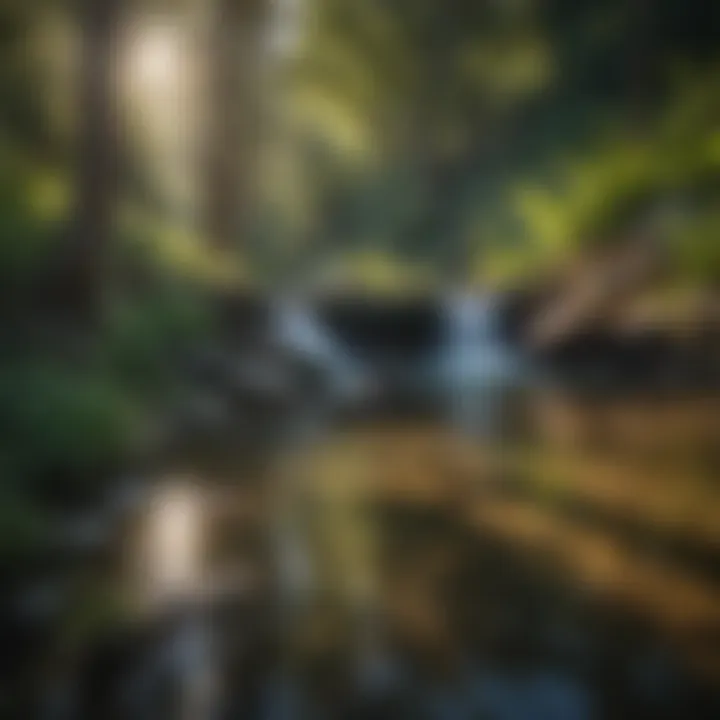 A serene water feature within Cascade Springs, illustrating its ecological richness