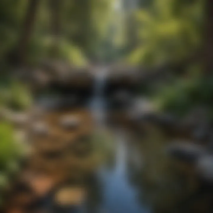 Tranquil water feature near the hiking path