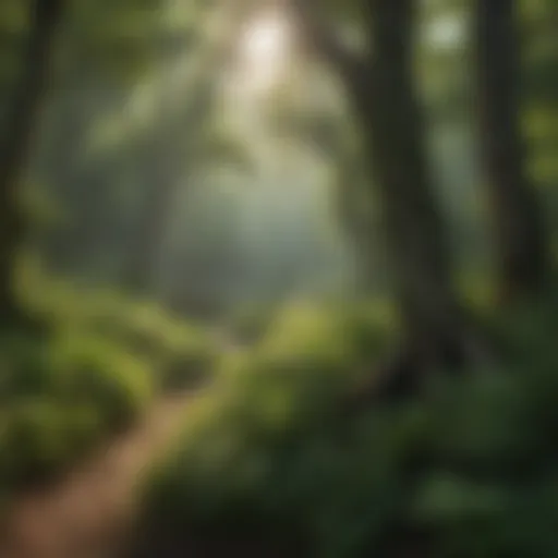 A panoramic view of the lush landscapes of Daniel Boone State Park showcasing its diverse flora.