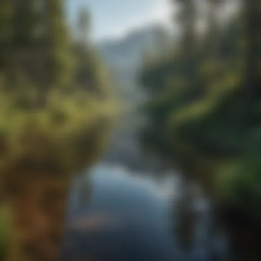Scenic view of El Dorado Lake with lush greenery