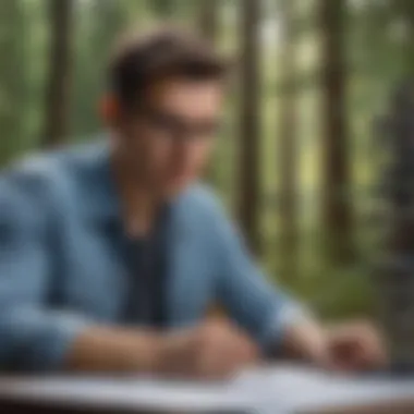 Analyzing Engineering Blueprints A young professional analyzing engineering blueprints.