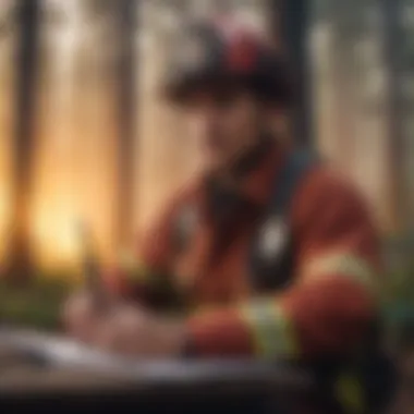 Completing the Application Form Firefighter application form with a pen
