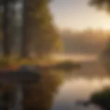 Tranquil waters of a Fresno lake at dawn