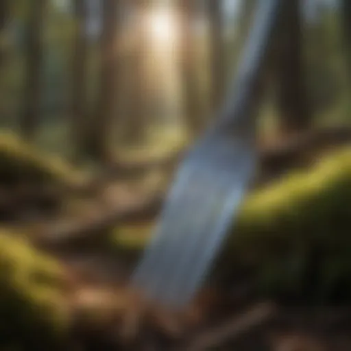 A close-up of a traditional fork used in sustainable forestry practices.
