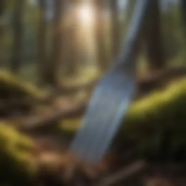 Traditional Fork in Forestry A close-up of a traditional fork used in sustainable forestry practices.